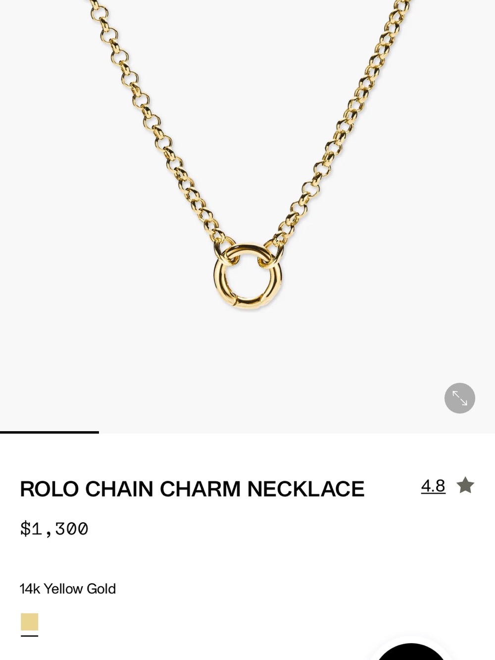 Mejuri 14k Yellow Gold Rolo Necklace with Ring Charm